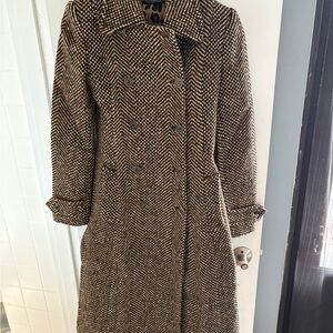 Dolce & Gabbana Brown Herringbone Trench 100% Virgin Wool Goat Coat